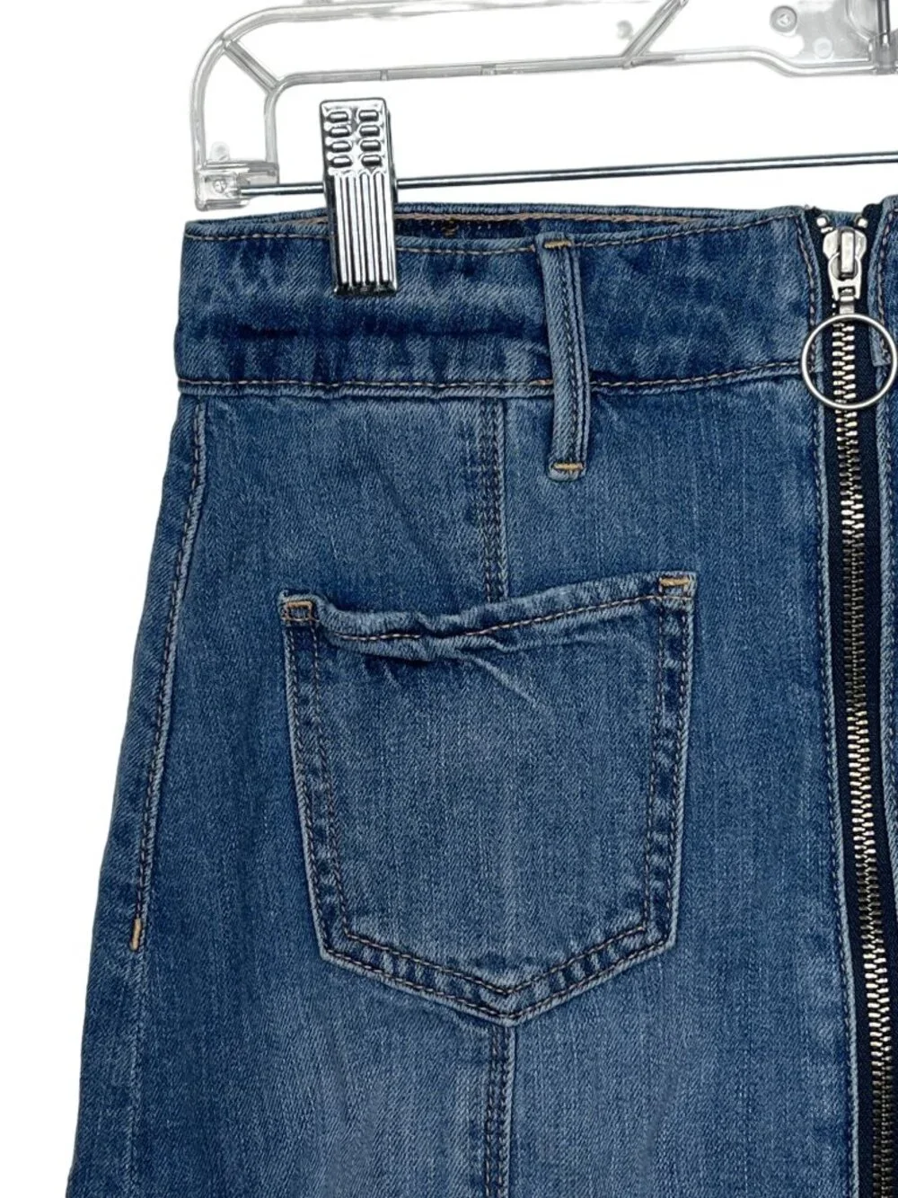 American Eagle Denim Mini Skirt Womens Size 2 Blue High Rise Zip Front A Line
